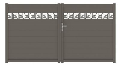 Portail battant auteuil orient 300x163,7 cm Gris beige 7006 Jardimat