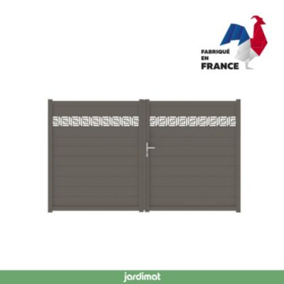 Portail battant auteuil orient 300x179,6 cm Gris beige 7006 Jardimat