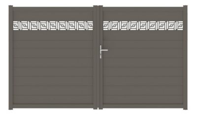 Portail battant auteuil orient 300x179,6 cm Gris beige 7006 Jardimat