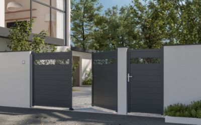 Portail battant auteuil orient 350x163,7 cm Gris anthracite 7016 Jardimat