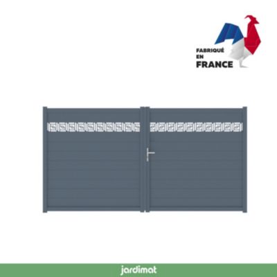 Portail battant auteuil orient 350x163,7 cm Gris anthracite 7016 Jardimat