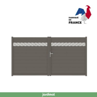 Portail battant auteuil orient 350x163,7 cm Gris beige 7006 Jardimat