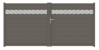 Portail battant auteuil orient 350x163,7 cm Gris beige 7006 Jardimat