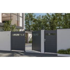 Portail battant auteuil orient 350x179,6 cm Gris anthracite 7016 Jardimat