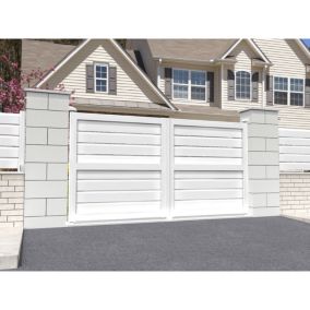 Portail battant Brise vue Blanc L 3500 x H 1730 mm Motorisé