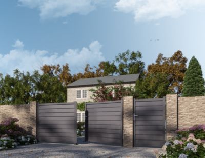 Portail battant cesson 350x176 cm Gris taupe 2900 Jardimat