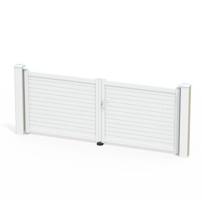 Portail battant en aluminium Azyr 3.56X1.39M blanc 9016