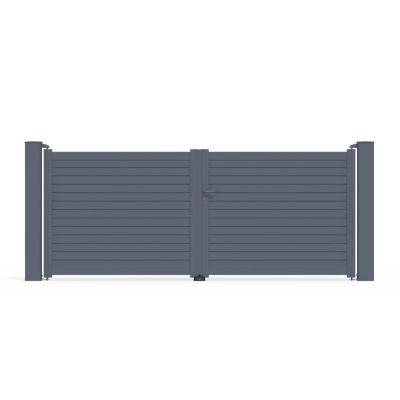 Portail battant en aluminium Azyr 3.56X1.39M gris anthracite 7016