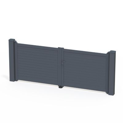 Portail battant en aluminium Azyr 3.56X1.39M gris anthracite 7016