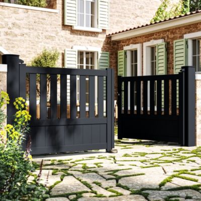 Portail battant en aluminium Duny 3.06X1.20m gris anthracite 7016