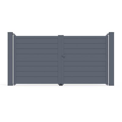 Portail battant en aluminium Ily l.3.56 x h.1.83 m gris gris anthracite 7016