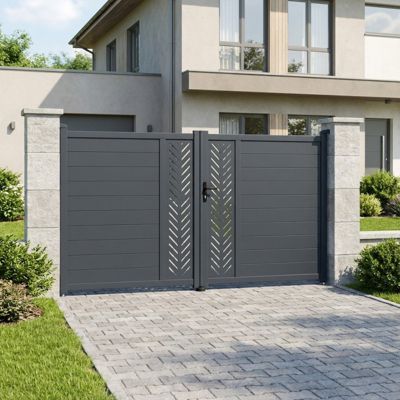 Portail battant Fancy Grow 392x173 cm aluminium anthracite - X-Metal