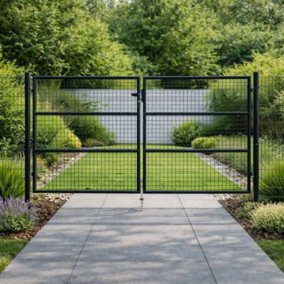 Portail battant grillagé 3m OLGA H.150cm Gris