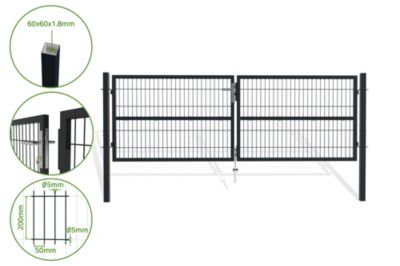 Portail battant grillagé 3m RAZO H.100cm Gris