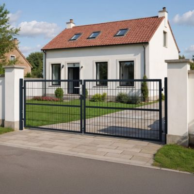 Portail battant grillagé 3m RAZO H.120cm Gris