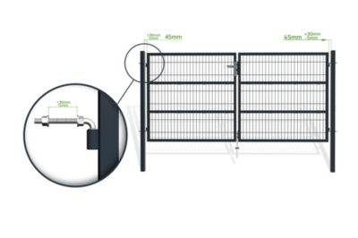Portail battant grillagé 3m RAZO H.140cm Gris