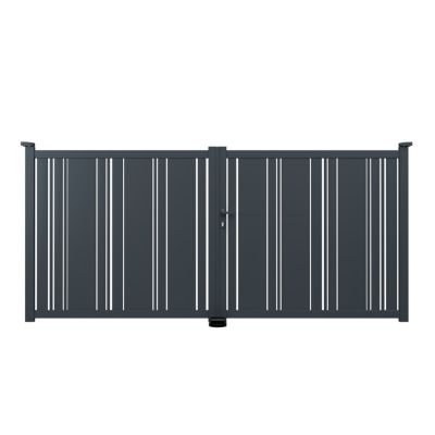 Portail battant L. 3 m Cotentin en aluminium gris anthracite