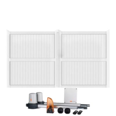 Portail battant électrique PVC blanc avec moteur Sentinel H 160 x L 350 GUÉRANDE