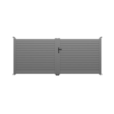 Portail battant manuel aluminium gris 2900 sablé L.356 x l.148 cm Belty Azyr