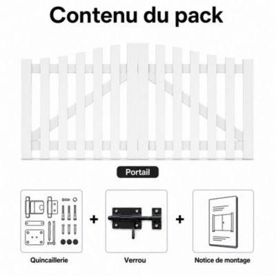 Portail battant manuel PVC blanc H 115 x L 300 SOULAC chapeau de gendarme