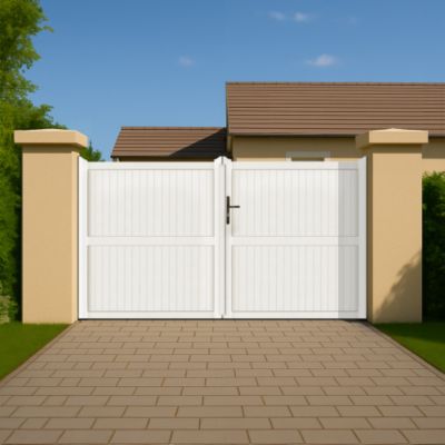 Portail battant manuel PVC blanc structure renforcée H 160 x L 250 cm GUERANDE