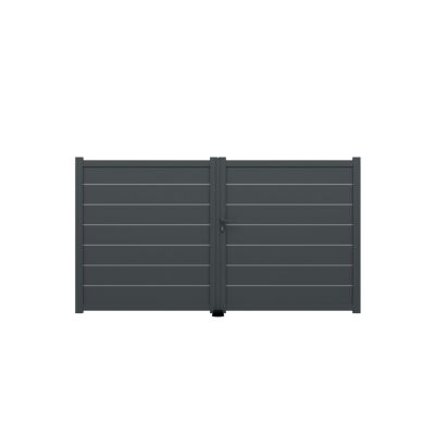 Portail battant Marcq aluminium gris RAL 7016 l.301 x H.164,8 cm 4ALU