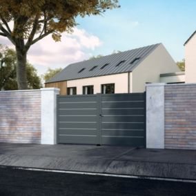 Portail battant Marcq aluminium gris RAL 7016 l.301 x H.164,8 cm 4ALU