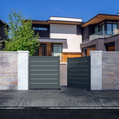 Portail battant Marcq aluminium gris RAL 7016 l.301 x H.164,8 cm 4ALU