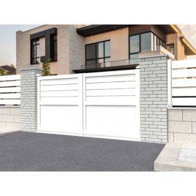 Portail battant Mixte Blanc L 3500 x H 1625 mm Motorisé