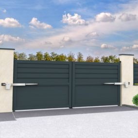 Portail battant mixte motorisé (Gris Anthracite - Longueur 4000 x Hauteur 1625 mm)