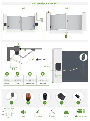 Portail battant motorisé 3m EIGER H.140cm + Motorisation BUNKER B500
