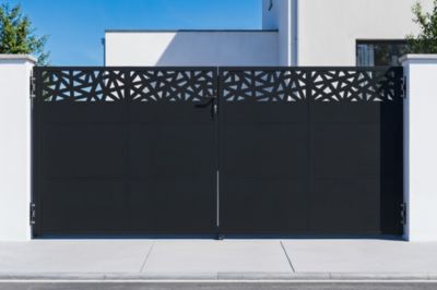 Portail battant NALI RUIVO 3,5m H.160cm Acier Noir mat
