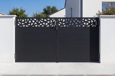 Portail battant NALI RUIVO 3m H.160cm Acier Noir mat