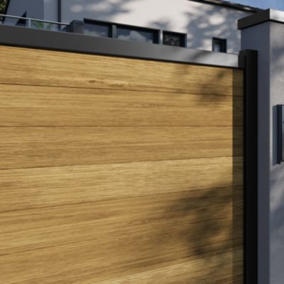 Portail battant Neva aluminium effet bois l.350 x H.168 cm Klikstrom