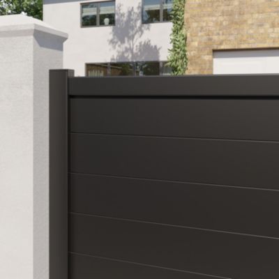 Portail battant Neva aluminium gris anthracite RAL 7021 l.350 x H.168 cm Klikstrom