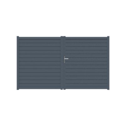 Portail battant persiennes ajourées aluminium gris l.300 X h.171 cm Jardimat