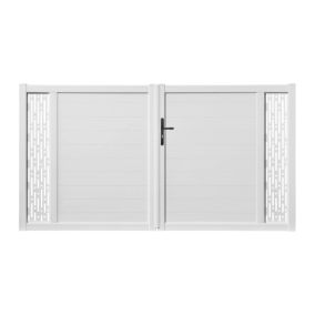 Portail battant PVC blanc H140 x L300 ARLES DÉCOR RECTANGLES