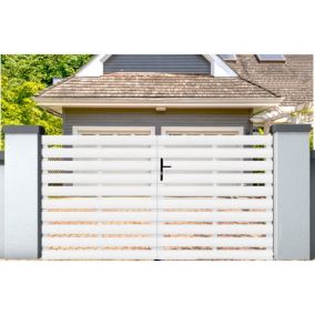 Portail battant PVC blanc H140 x L350 cm LYON