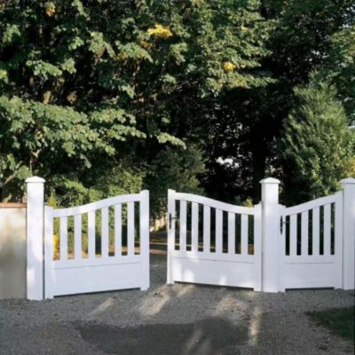 Portail battant PVC blanc H146 x L350 cm BREST galbé