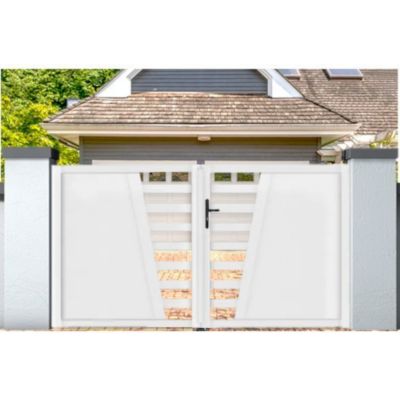 Portail battant PVC blanc H160 x L400 cm CAMBRAI