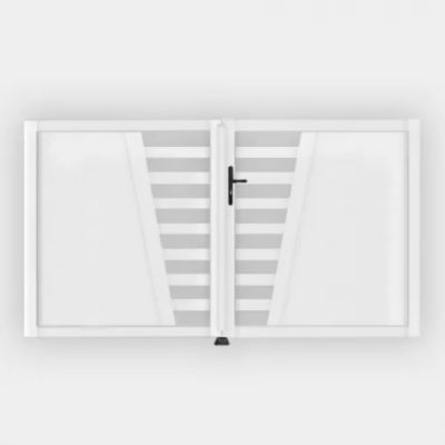 Portail battant PVC blanc H160 x L400 cm CAMBRAI
