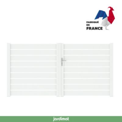 Portail battant rioz 300x152 cm Blanc 9016 Jardimat