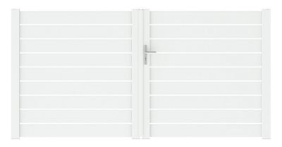 Portail battant rioz 300x152 cm Blanc 9016 Jardimat