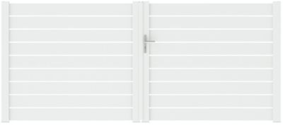 Portail battant rioz 350x152 cm Blanc 9016 Jardimat