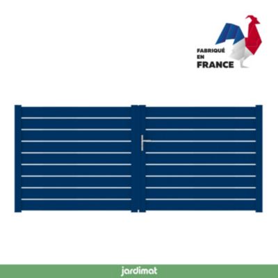Portail battant rioz 350x152cm cm Bleu saphir 5003 Jardimat