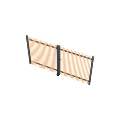 Portail battant tasseau aluminium chêne clair et gris RAL 7016 l.300 x H.170 cm 4ALU