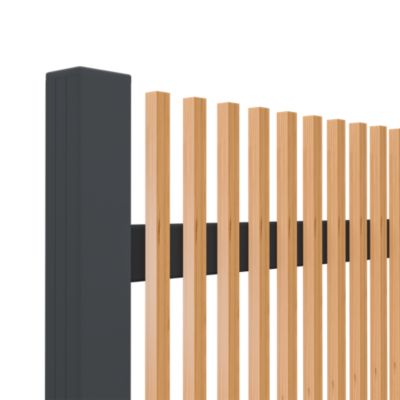 Portail battant tasseau aluminium chêne clair et gris RAL 7016 l.300 x H.170 cm 4ALU