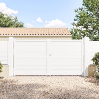 Portail Belty battant en aluminium Ily - 349 x h.186 cm - Blanc