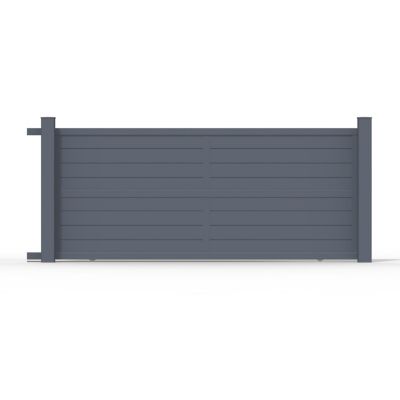 Portail Belty coulissant en aluminium Ily - 412 x h.180 cm - Gris - Refoulement gauche