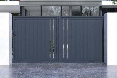 Portail coulissant 3,5m GIONA H.180 aluminium gris